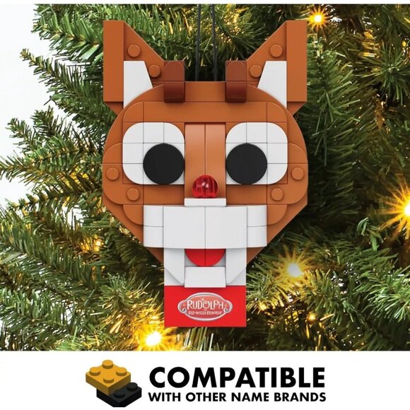 BRICKCRAFT Rudolph the Red-Nosed Reindeer Building Block Kit Christmas Ornament - Picture 3 of 5